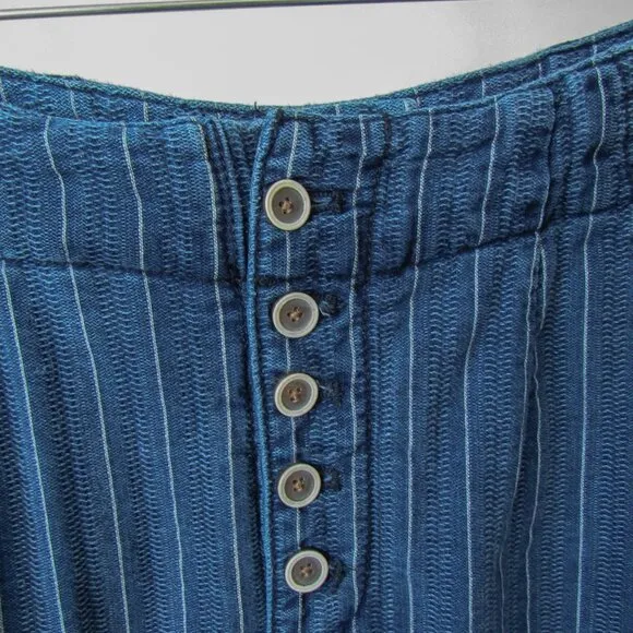 PILCRO &amp; THE LETTERPRESS BY ANTHROPOLOGIE BLUE DENIM BUCKLE-BACK CROPPED JEANS