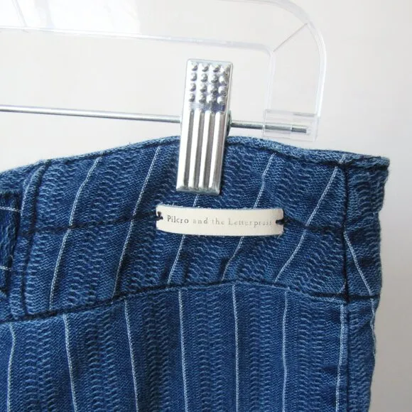 PILCRO &amp; THE LETTERPRESS BY ANTHROPOLOGIE BLUE DENIM BUCKLE-BACK CROPPED JEANS