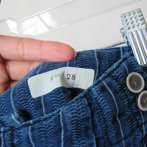 PILCRO &amp; THE LETTERPRESS BY ANTHROPOLOGIE BLUE DENIM BUCKLE-BACK CROPPED JEANS