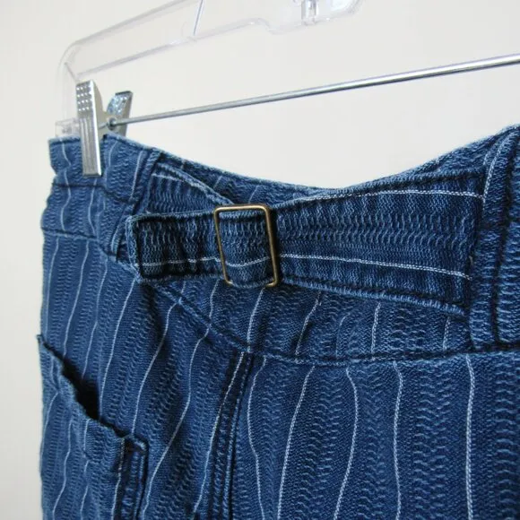PILCRO &amp; THE LETTERPRESS BY ANTHROPOLOGIE BLUE DENIM BUCKLE-BACK CROPPED JEANS