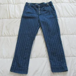 PILCRO &amp; THE LETTERPRESS BY ANTHROPOLOGIE BLUE DENIM BUCKLE-BACK CROPPED JEANS