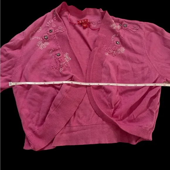 Pink embellished shrug vintage cape cardigan coquette girl L Anthropologie