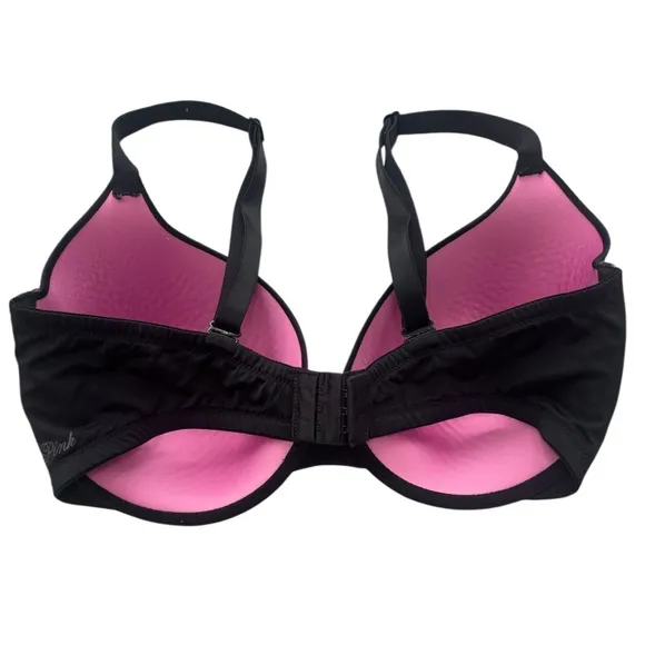 Pink Victoria’s Secret Bra Wear Everywhere T-Shirt Light Lined Black Size 38DDD