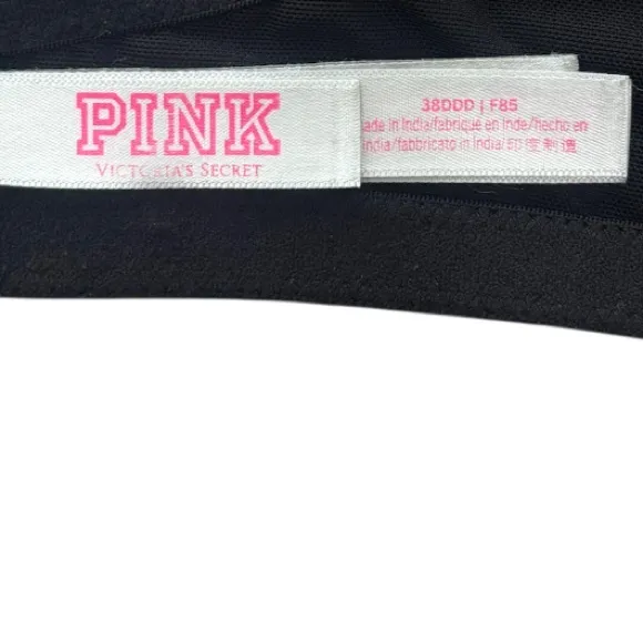 Pink Victoria’s Secret Bra Wear Everywhere T-Shirt Light Lined Black Size 38DDD