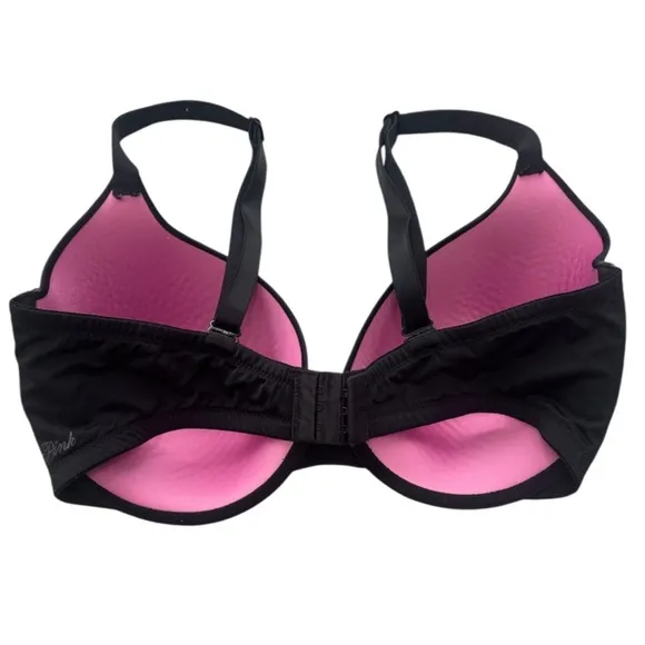 Pink Victoria’s Secret Bra Wear Everywhere T-Shirt Light Lined Black Size 38DDD