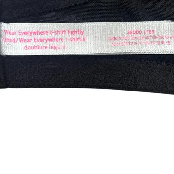 Pink Victoria’s Secret Bra Wear Everywhere T-Shirt Light Lined Black Size 38DDD