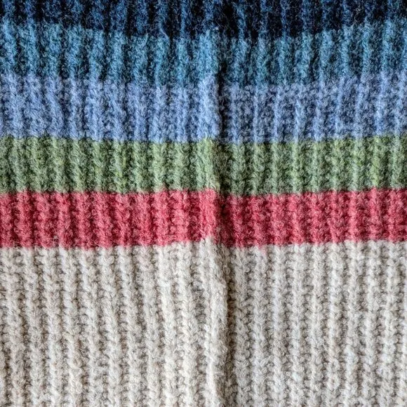 POL Rainbow Stripe Wool Blend Boat Neck Bell Sleeve Sweater large