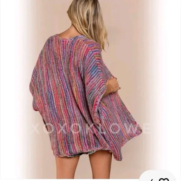 POL Retro/Vintage Rainbow Poncho/Sweater