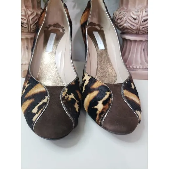 Pollini Fyr Leopard Italian Leather Genuine Dyed heel pump Euro 39 U…