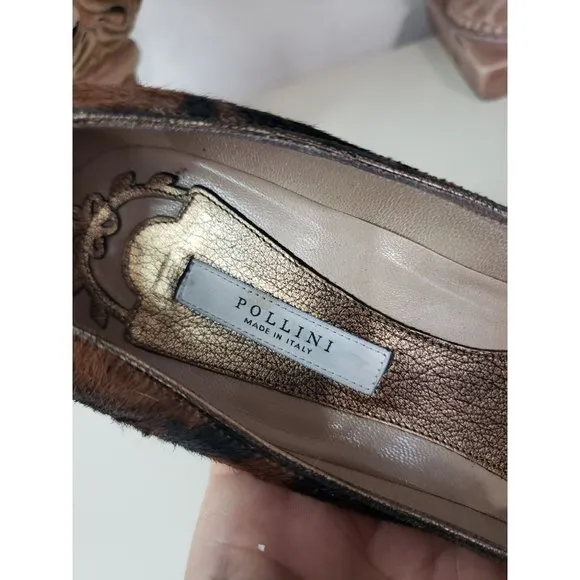 Pollini Fyr Leopard Italian Leather Genuine Dyed heel pump Euro 39 U…