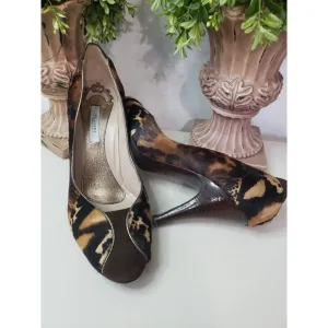 Pollini Fyr Leopard Italian Leather Genuine Dyed heel pump Euro 39 U…