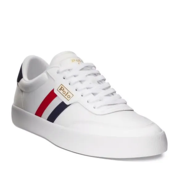 Polo Ralph Lauren Court VLC Shoes Sneakers White Blue Red Leather Men's Size 10