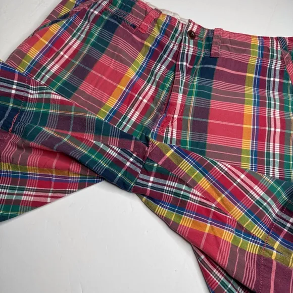 Polo Ralph Lauren Madras Plaid Shorts Size 33 Preppy Classic Nautical 10” Inseam