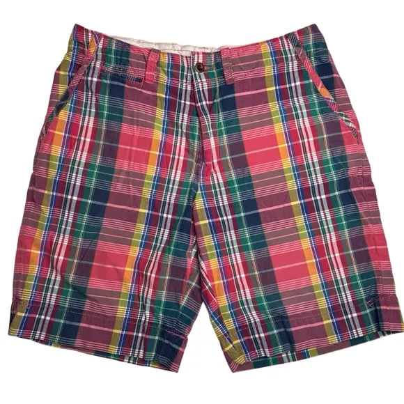 Polo Ralph Lauren Madras Plaid Shorts Size 33 Preppy Classic Nautical 10” Inseam