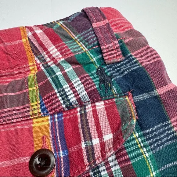 Polo Ralph Lauren Madras Plaid Shorts Size 33 Preppy Classic Nautical 10” Inseam