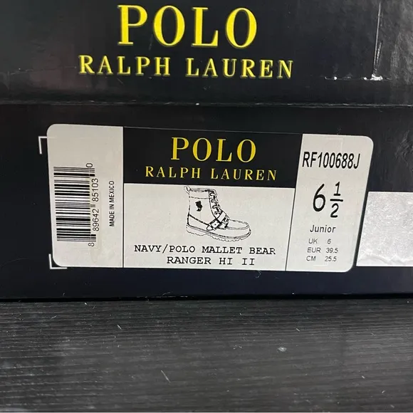Polo Ralph Lauren Navy- polo mallet bear ranger hi II- Size: 6.5
