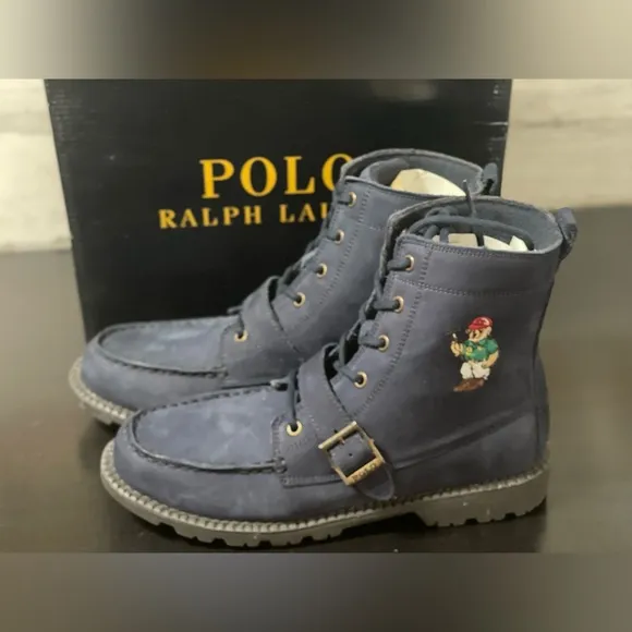 Polo Ralph Lauren Navy- polo mallet bear ranger hi II- Size: 6.5