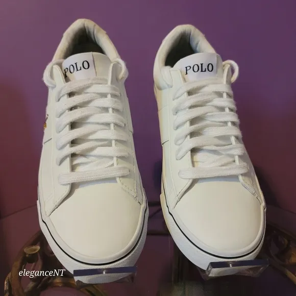 Polo Ralph Lauren White Youth Big Kid Sayer Faux Leather Shoes Sz: 6M