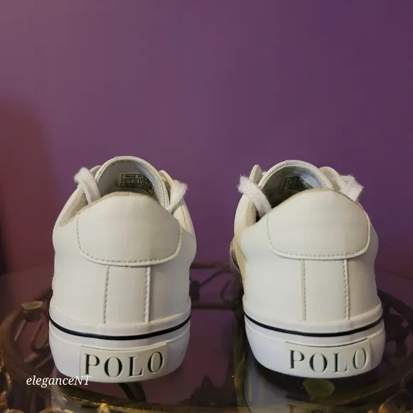 Polo Ralph Lauren White Youth Big Kid Sayer Faux Leather Shoes Sz: 6M