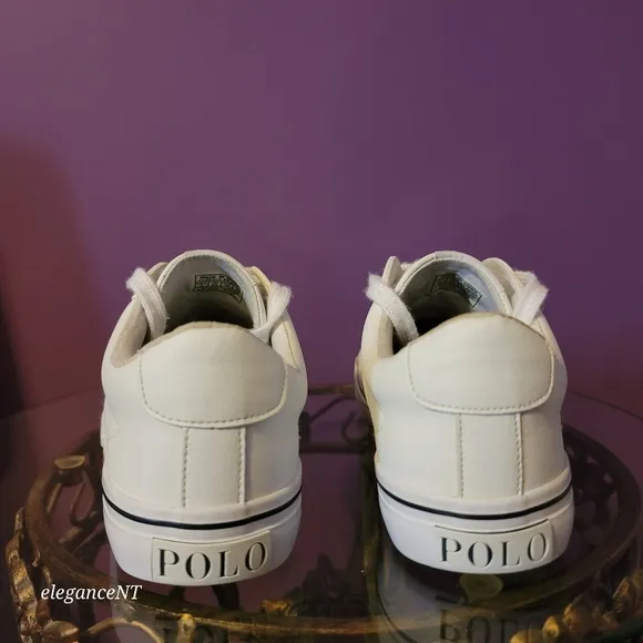 Polo Ralph Lauren White Youth Big Kid Sayer Faux Leather Shoes Sz: 6M