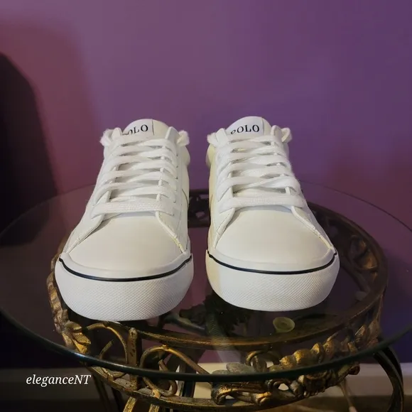 Polo Ralph Lauren White Youth Big Kid Sayer Faux Leather Shoes Sz: 6M