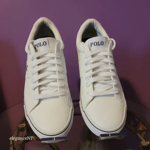 Polo Ralph Lauren White Youth Big Kid Sayer Faux Leather Shoes Sz: 6M