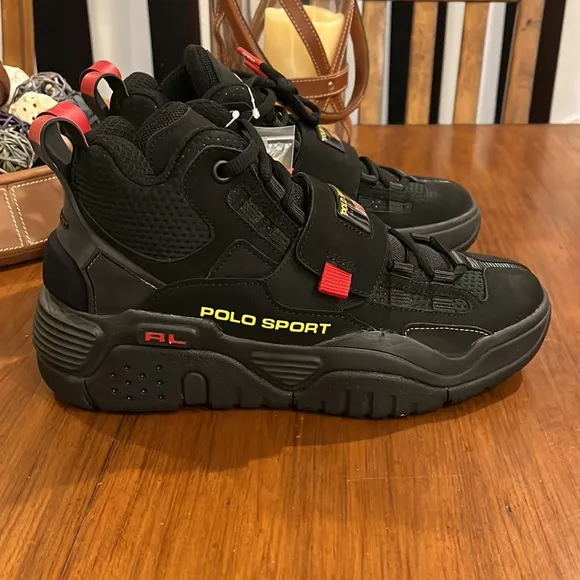 Polo Sport Ralph Lauren PS100 SK HTL shoes sneakers new nubuck black Men Size 9