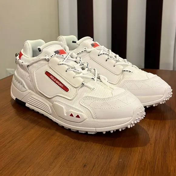 Polo Sport Ralph Lauren PS200 SK LTL shoes sneakers new white red Mens Sizes