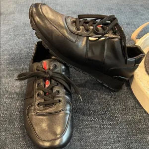 PRADA Black Leather Men's dress Shoes authentic italian leather