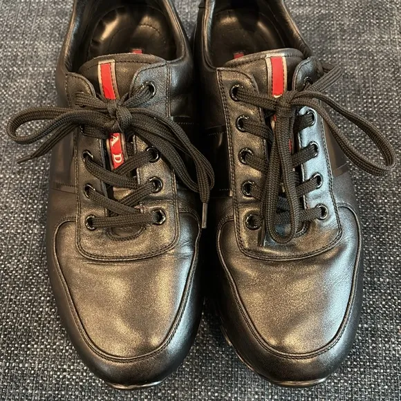 PRADA Black Leather Men's dress Shoes authentic italian leather