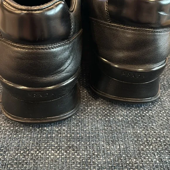 PRADA Black Leather Men's dress Shoes authentic italian leather