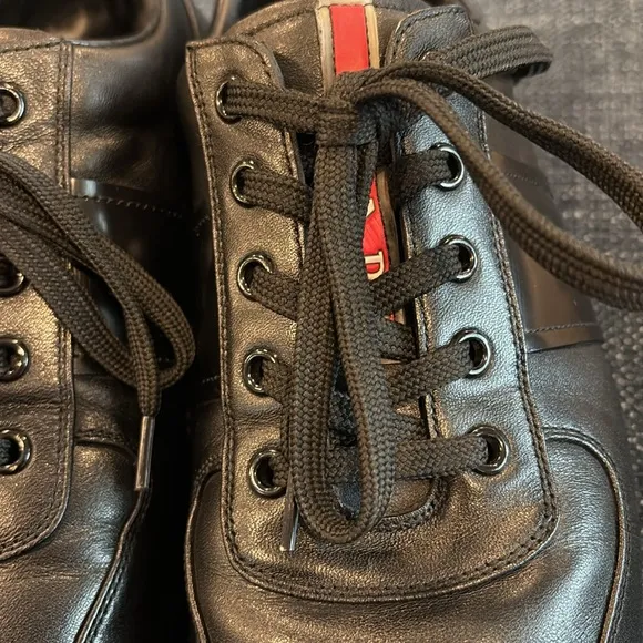 PRADA Black Leather Men's dress Shoes authentic italian leather