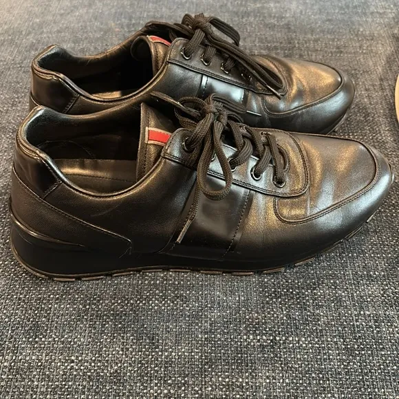PRADA Black Leather Men's dress Shoes authentic italian leather