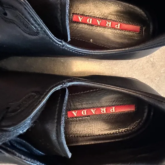 PRADA Soft Calf Black Leather Shoes, Men’s side Prada 6.5 (US 7.5)