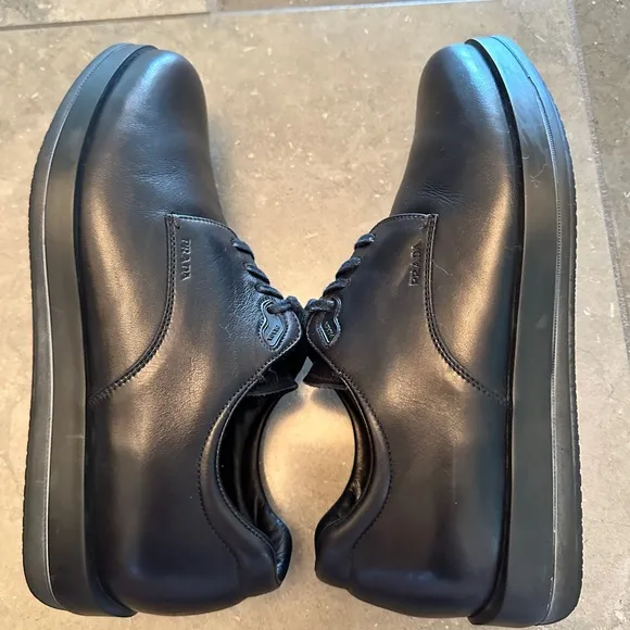 PRADA Soft Calf Black Leather Shoes, Men’s side Prada 6.5 (US 7.5)