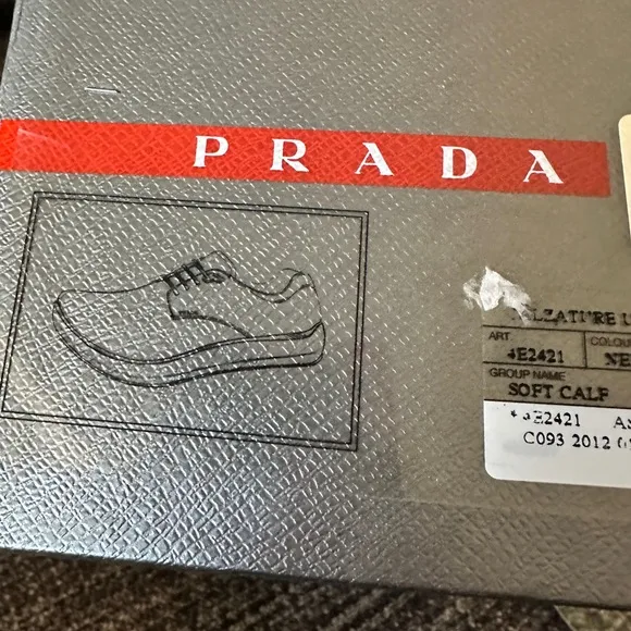 PRADA Soft Calf Black Leather Shoes, Men’s side Prada 6.5 (US 7.5)
