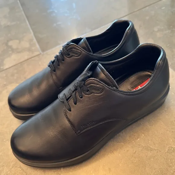 PRADA Soft Calf Black Leather Shoes, Men’s side Prada 6.5 (US 7.5)