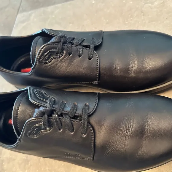 PRADA Soft Calf Black Leather Shoes, Men’s side Prada 6.5 (US 7.5)