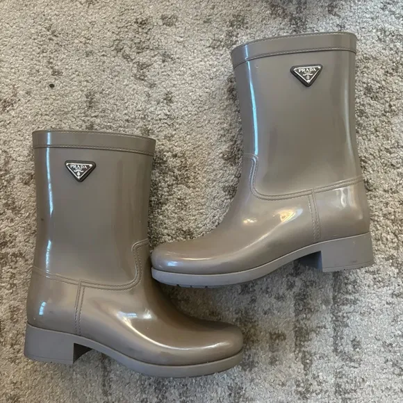 Prada Women's Gray Rain Boots