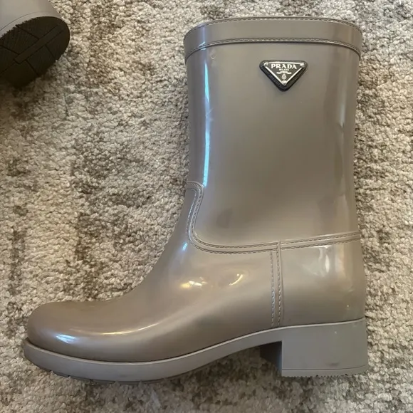 Prada Women's Gray Rain Boots