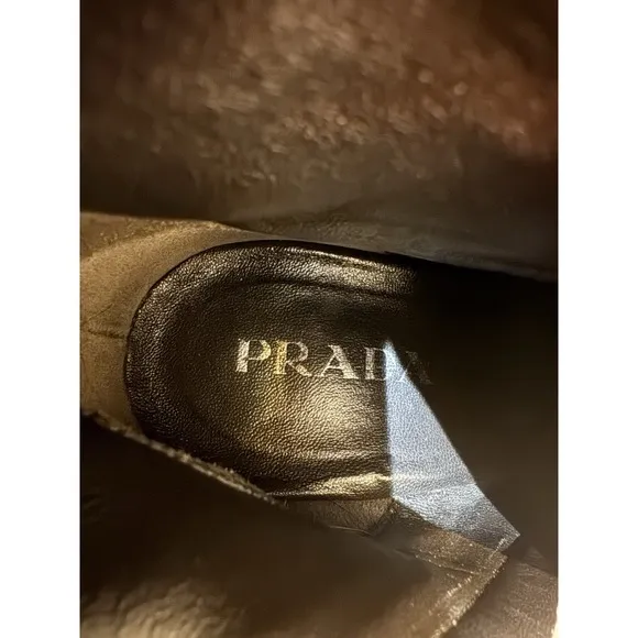 PRADA - Women's Vintage Runway Brown Wingtip Leather Boots 37