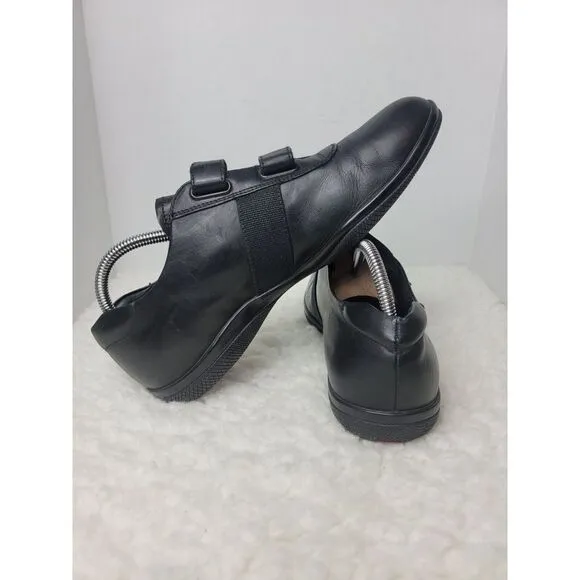 Prada Sport Mens Shoes Size 8.5 Black Leather Double Strappes Low Top Sneakers