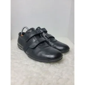 Prada Sport Mens Shoes Size 8.5 Black Leather Double Strappes Low Top Sneakers
