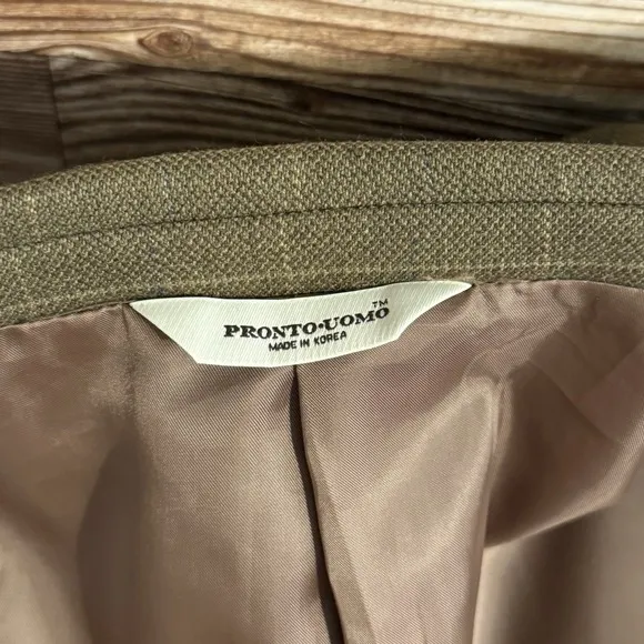 Pronto Uomo Mens Blazer Sport Coat Two Button Casual Jacket Size 42L Wool Suit