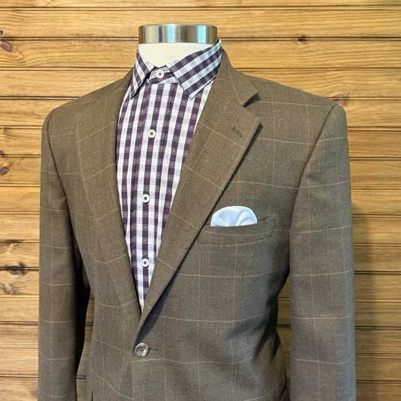 Pronto Uomo Mens Blazer Sport Coat Two Button Casual Jacket Size 42L Wool Suit