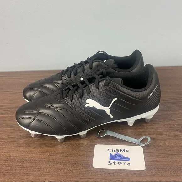 PUMA Avant Black White Faux Leather Studs Rugby Boots Shoes Men’s Sz