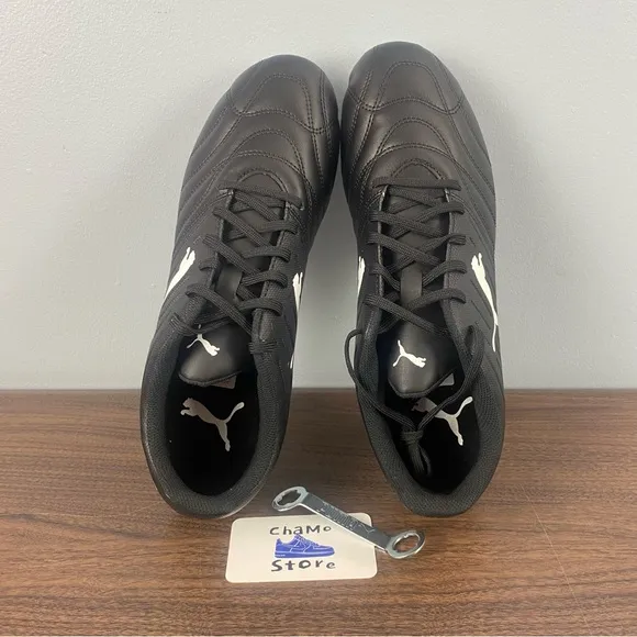 PUMA Avant Black White Faux Leather Studs Rugby Boots Shoes Men’s Sz