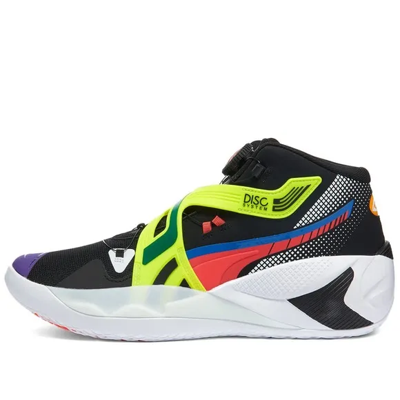 Puma Disc Rebirth Mens sz 9 Black Yellow Synthetic Athletic Basketball …