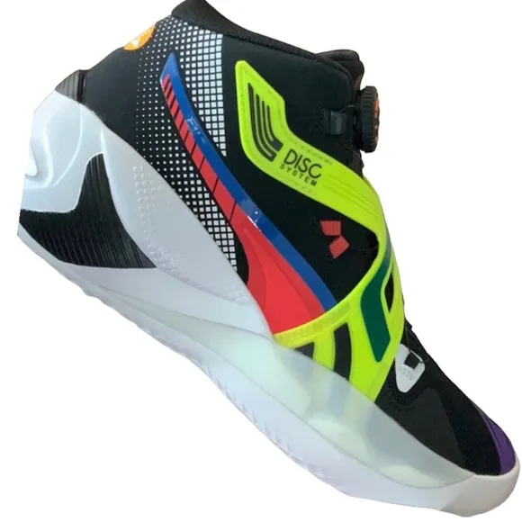 Puma Disc Rebirth Mens sz 9 Black Yellow Synthetic Athletic Basketball …
