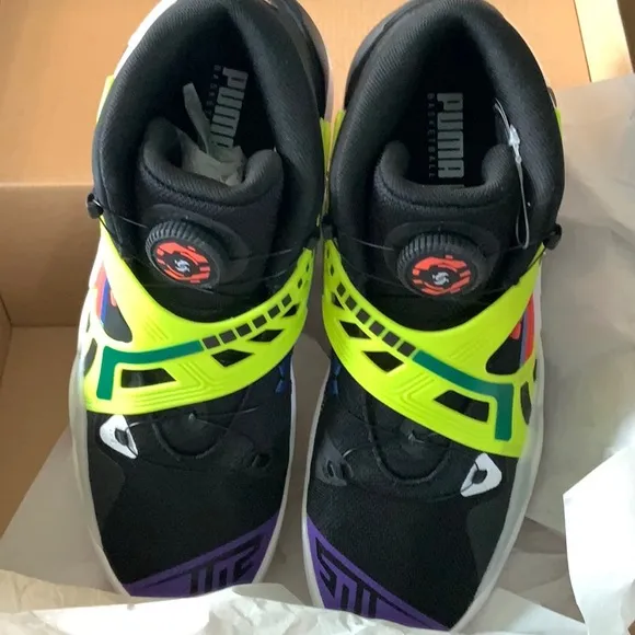 Puma Disc Rebirth Mens sz 9 Black Yellow Synthetic Athletic Basketball …